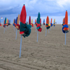 Umbrellas at the beach in Deauville